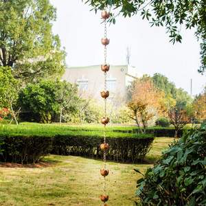 Lien traditionnel Lotus chaîne de pluie noir extérieur jardin anneau chaînes de pluie métal jardin ornement pluie chaîne <span class=keywords><strong>gouttière</strong></span> - Product Image 6