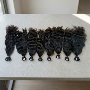 Extensiones de Cabello Humano Vietnamita Ondulado Profundo, Mechones Remy Negros Naturales de 8 Pulgadas 1b, Doble Trama a Máquina, Permanente para Uso en Salón - Product Image 1