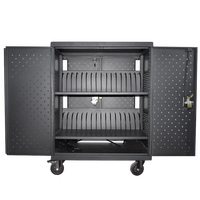 Station de charge multi-appareils, armoire de charge 16+16 ports avec PDU, chariot métallique USB mobile pour les écoles, les bureaux, les iPad, les ordinateurs portables, les tablettes
