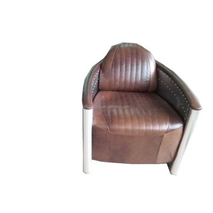 Fauteuil d'aviation industriel personnalisé en aluminium, cuir marron vintage, style Tomcat, pour bar et hôtel - Product Image 3