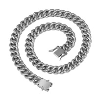 Collar de Cadena Cubana de 13 mm de Ancho, Estilo Hip Hop, con Incrustaciones de Circonitas, Color Oro, Plata y Oro Rosa, al por Mayor