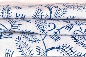 Indian Hand Block Cotton Print <b>White</b> Color Leaf Designed Cotton Fabric for Designer Pieces and Stitching Women Clothing - Product Image 5