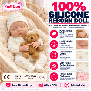 Poupée Reborn Duo Personnalisée 18 Pouces 100% Silicone Corps Entier, Tenue Imprimée Étoiles Crème Pêche avec Ours en Peluche, Cadeau de Noël OEM - Product Image 1