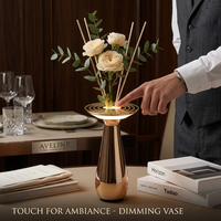 Lampe de table d'ambiance de luxe brevetée aux États-Unis, personnalisable, texturée, électroplaquée, rechargeable et sans fil, en forme de vase, de qualité supérieure