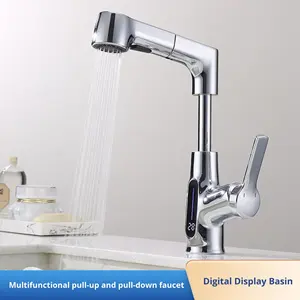 Grifo de Lavabo de Baño con Pantalla Digital Inteligente, Diseño Moderno y Sencillo, Válvula de Cerámica, Montaje <span class=keywords><strong>en</strong></span> Encimera, Agua Fría y Caliente, Venta al por Mayor - Product Image 2