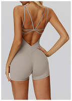 Aoyema-Combinaisons dos nu pour femmes, vêtements de sport croisés, combinaison sans couture en forme de U pour le cou, collants une pièce, shorts, combinaisons de yoga