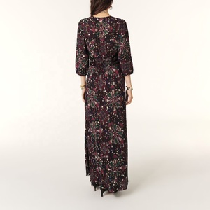 Vestido de noche hasta el suelo personalizado de alta calidad para mujer Patrón de leopardo sólido WORSTED Mangas largas Diseño elegante de moda - Product Image 3