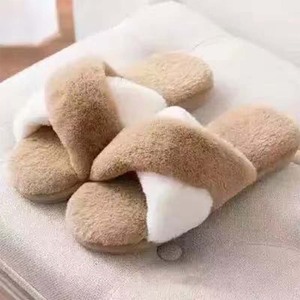 2025 New Winter Open Toe Fur Plush Cross Strap <strong>Slippers</strong> Home Indoor Anti Slip Warm for Women - Product Image 6