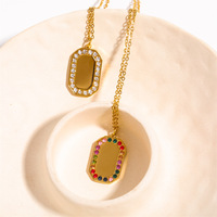 Tendance Bijoux 2023 Collier Pendentif en Acier Inoxydable 316 avec Zircone Carrée Colorée Transparente et Chaîne en Corde pour Cadeaux Femmes