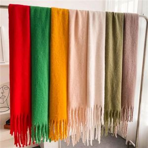 Écharpes longues en pashmina uni de couleur unie, élégantes, chaudes pour l'hiver, en acrylique de luxe pour femmes, vente en gros - Product Image 1