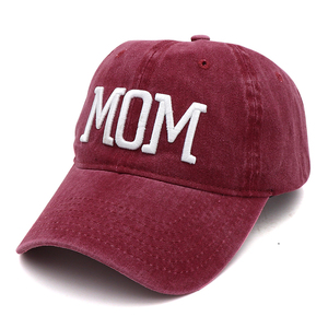 Gorra de Béisbol DF Borgoña para Papá y Mamá, de Algodón/Poliéster Lavado, para las Cuatro Estaciones - Product Image 1