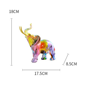 Scultura di elefante colorato resina animale statua ornamenti casa soggiorno portico armadietto del vino desktop decorazione moderna - Product Image 6