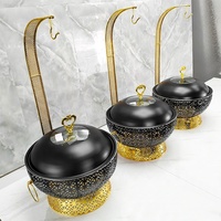 Réchaud buffet en acier inoxydable noir de 8 L avec chauffage au combustible et au gaz, marmite chaude pour buffet d'hôtel, ensemble de restauration