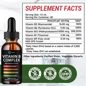 Suplementos de <span class=keywords><strong>Complejo</strong></span> de Vitamina <span class=keywords><strong>B</strong></span> en Gotas Líquidas OEM <span class=keywords><strong>con</strong></span> <span class=keywords><strong>Niacina</strong></span> y Folato para la Producción de Energía, el Estado de Ánimo y el Apoyo al Metabolismo - Product Image 2