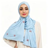 Foulard Hijab Musulman pour Femme 70*170cm en Jersey de Bambou de Luxe Timett, Motif Strass Faits Main, Quatre Saisons, Vente en Gros