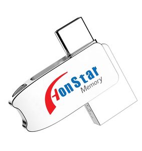 Mini döndür tip C USB Flash sürücü anahtarlık Metal döner USB sopa ile 2 in 1 anahtar USB OTG 2.0 Pendrive toptan - Product Image 2