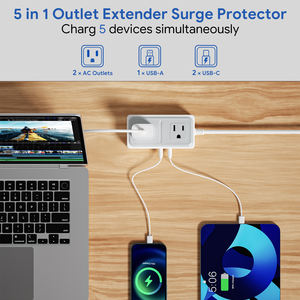 Protector de Sobretensión con Cable de 4 Pies/5m, 2 Puertos USB-C y 1 Puerto USB-A para Entretenimiento en el Hogar, TV, Consola de Juegos y Altavoces - Product Image 2