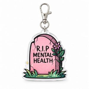 Llavero Personalizado de Humor Negro, Amuleto Acrílico con Diseño de Lápida RIP sobre la Salud Mental, Estilo <span class=keywords><strong>Pastel</strong></span> <span class=keywords><strong>Goth</strong></span> - Product Image 1