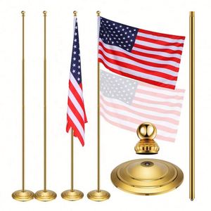 Juego de Soportes para Banderas de Oficina en Oro y Plata, Soporte de Piso de Acero Inoxidable con Técnicas de Impresión Digital, Asta y Bandera para Oficina - Product Image 2