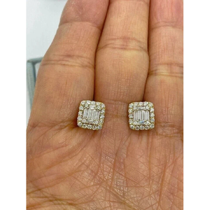 2.00Ct Baguette Moissanite Women's Halo Stud Earrings Sterling Silver Plated Luxury Design Topcarat - Product Image 3