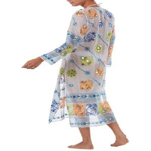 Beautiful Women <b>Beach</b> <b>Cover</b> <b>Up</b> Sexy <b>Kaftan</b> Dress With Colorful Print Embroidery long sleeve For Ladies In Summers - Product Image 3