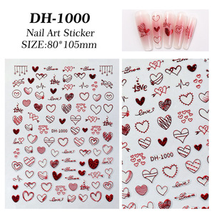 Pegatinas de Uñas 3D con Corazón Dorado Láser para el Día de San Valentín, Adhesivos de Plástico con Diseño de Amor, Arte de Uñas 3D Artístico - Product Image 1