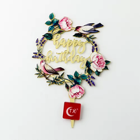 Cercle de fleurs Joyeux anniversaire Pâtisserie équipement Gâteau Topper Golden Sliver Laser Making Cupcake Décoration Gâteau Outils