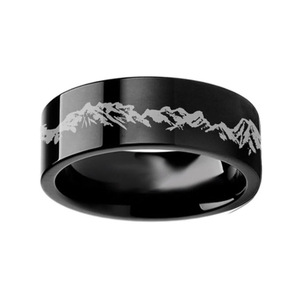 Gos mới thời trang 8mm bạc đen thép không gỉ Vòng người đàn ông Phụ nữ cây núi Laser khắc Hot Phong Cách Set Đảng Inlay đồ trang sức - Product Image 3