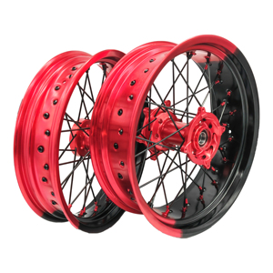 Rines <span class=keywords><strong>Supermoto</strong></span> de Aleación de Aluminio Bicolor en Negro y Rojo Degradado 17x3.5" 17x5.0" para <span class=keywords><strong>HONDA</strong></span> <span class=keywords><strong>CRF</strong></span> 350 <span class=keywords><strong>450</strong></span> - Product Image 1