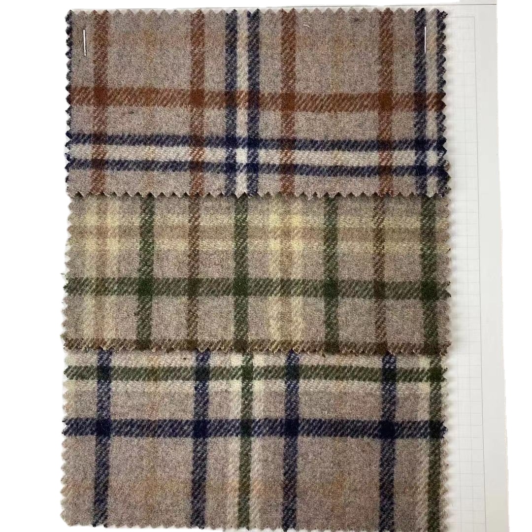 533GSM 59 Inch Width Classic Checker Double Sided Wool 80% Wool Chemical Fiber Spot Woolen Winter Overcoat Fabric