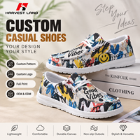 Chaussures basses en toile personnalisées OEM ODM avec logo et motifs imprimés, chaussures décontractées à marque privée pour hommes et femmes
