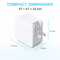 Chargeur mural portable PD 3.0 65W à charge rapide Type-C avec prise US pour montre connectée, ordinateur portable, tablette et Asus