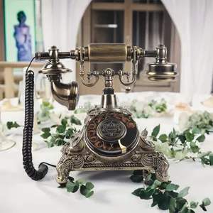 青铜旋转电话有声留言簿复古电话婚礼录音机欧洲有声留言簿电话仿古电话