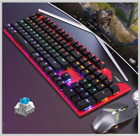 Honcam Teclado y ratón para juegos con cable Combo Rgb Teclado retroiluminado para juegos con teclas multimedia Ratón para jugadores de PC con Windows