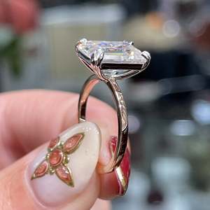 Wholesale New Design Fashion Luxury Handmade <strong>Emerald</strong> Cut <strong>Solitaire</strong> Women's Engagement 925 Sterling Silver <strong>Ring</strong> - Product Image 3