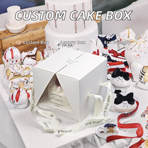 กล่องเค้กแบบกำหนดเองได้ ย่อยสลายได้ เกรดอาหาร เคลือบเงา ออกแบบโลโก้/กราฟิก กระดาษแข็งใสหรูหรา พิมพ์ CMYK - Product Image 2