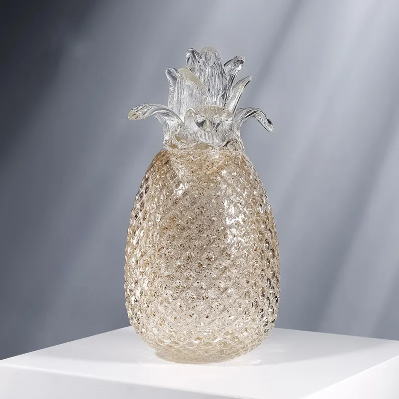 Luxe Fruit Vorm Sculptuur Ornamenten Moderne Handgemaakte Glas Opblaasbare Ananas Decoratie Voor Glas Ambachten