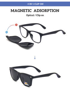 Eyewear Magnet <b>Optical</b> Frames Eyeglasses Sunglass Clips with 5 in 1 Magnetic Silver Yellow Blue Black PC Unisex Clip on Glasses - Product Image 4