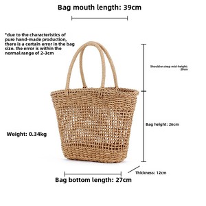 Bolso de mano de cuerda de papel tejida para mujer - Bolso tote informal para picnic, vacaciones y uso diario, bolso versátil y único para salidas de primavera - Product Image 5