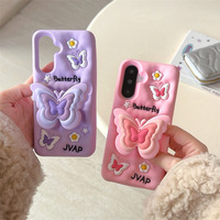 Étui de téléphone papillon 3D Kawaii pour Samsung A26 A36 A56 A16 A17 A14 A15 A25 S22ultra S23ultra S24ultra S25ultra