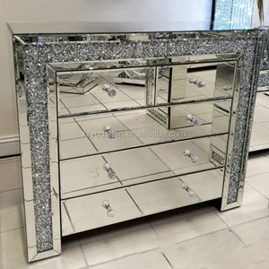 Diamond Crush Mirrored <strong>Tallboy</strong> <strong>Chest</strong> <strong>of</strong> <strong>Drawers</strong> - Product Image 3