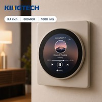 Layar Sentuh Kapasitif Multi-Titik Kingtech 3.4 inci 800*800 1000nits, Layar Sentuh IPS Bulat Bingkai Terbuka untuk Rumah Pintar Raspberry