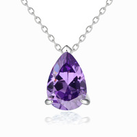 Collier pendentif en argent avec zircone en forme de poire, élégant et minimaliste, pour femmes