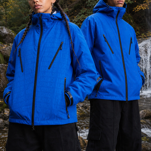 Chaqueta Impermeable Techwear Personalizada para <span class=keywords><strong>Hombre</strong></span>, con Capucha, Cierre de Cremallera, Bolsillos Funcionales, Cortavientos, Ajuste Holgado - Product Image 4