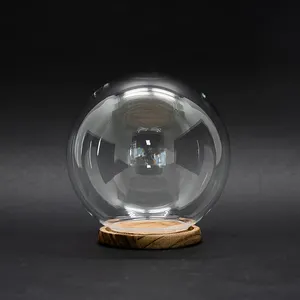 Vitrina de cristal con forma de globo, cubierta de cúpula de vidrio, 17cm de altura