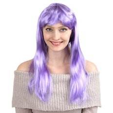 Di alta qualità viola capelli lunghi dal vivo parrucca naturale stile onda resistente al calore e ad alta temperatura fibra forniture per feste senza colla - Product Image 1