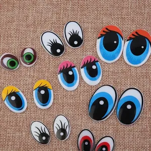 Olhos ovais de forma oval para artesanato, venda no atacado de cor personalizada olhos de plástico artesanato animal para bonecas crianças diy