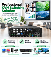 Commutateur KVM 4x2 sans soudure avec vue multiple et HDBT3.0 via bouton et télécommande IR, commutateur audio-vidéo pour conférence