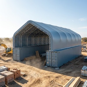 Abri conteneur A-Frame déplaçable, galvanisé, à portée libre, ignifuge et robuste, pour stockage sur chantier et stationnement de véhicules - Product Image 1