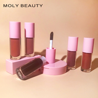 Gloss de labios de etiqueta privada, brillante, transparente, colores rosa, rojo, marrón, negro, base de labios a granel, venta al por mayor